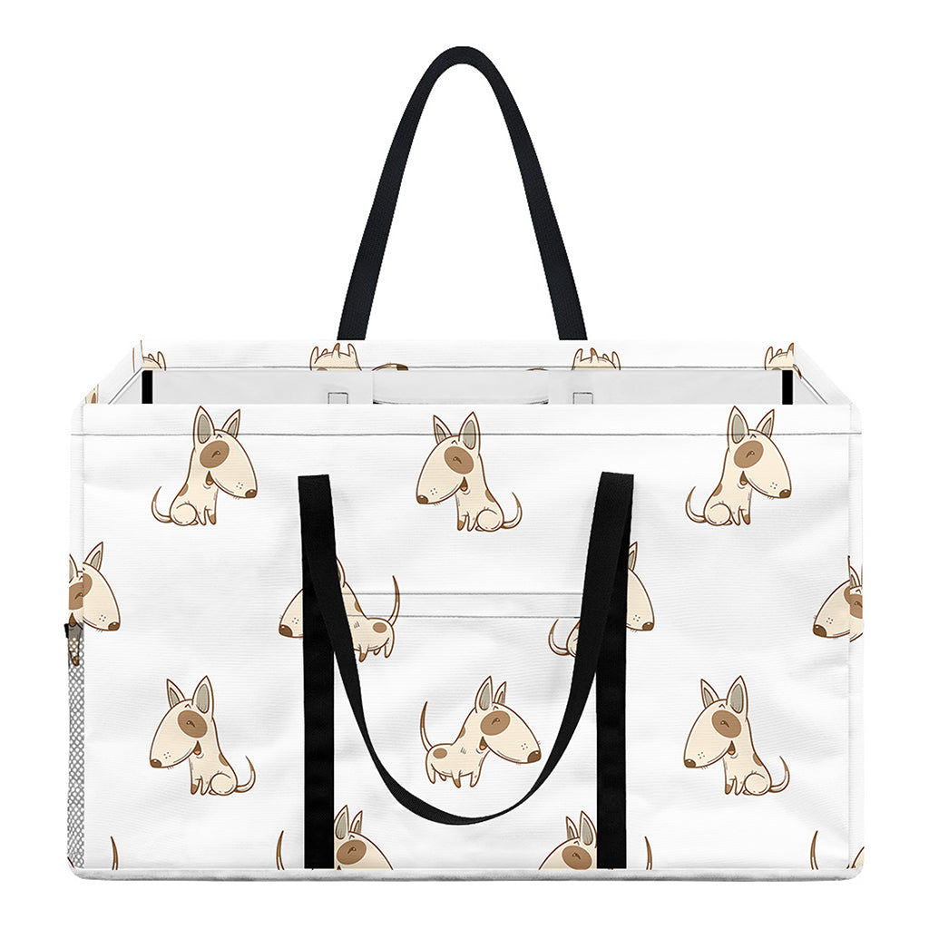 Cartoon Bull Terrier Pattern Print Utility Tote Bag