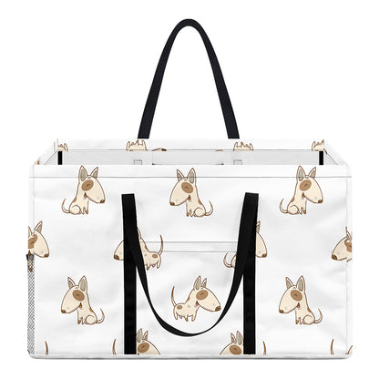 Cartoon Bull Terrier Pattern Print Utility Tote Bag