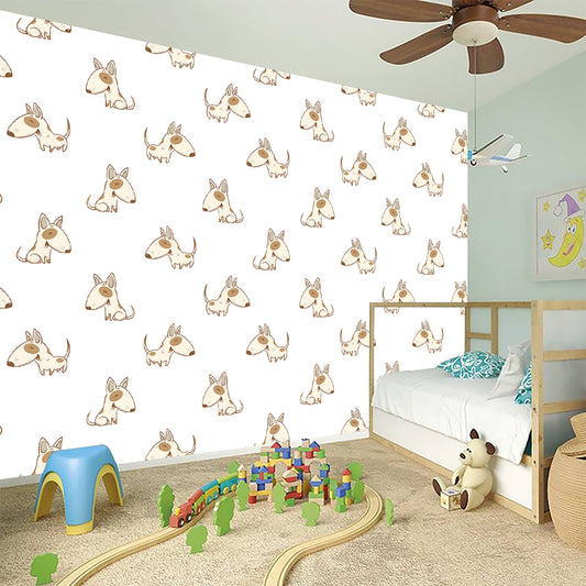 Cartoon Bull Terrier Pattern Print Wall Sticker