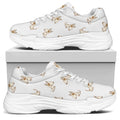 Cartoon Bull Terrier Pattern Print White Chunky Shoes