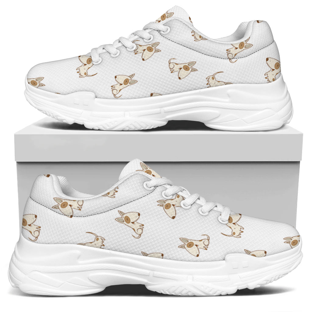 Cartoon Bull Terrier Pattern Print White Chunky Shoes