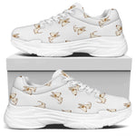 Cartoon Bull Terrier Pattern Print White Chunky Shoes
