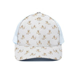 Cartoon Bull Terrier Pattern Print White Mesh Trucker Cap