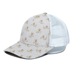 Cartoon Bull Terrier Pattern Print White Mesh Trucker Cap