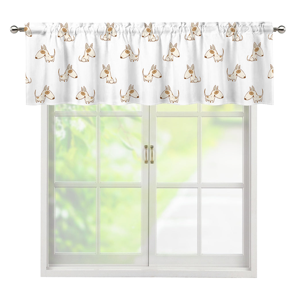 Cartoon Bull Terrier Pattern Print Window Valance