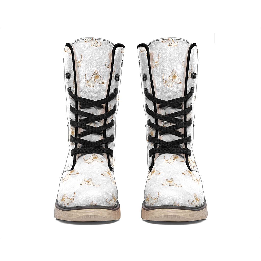 Cartoon Bull Terrier Pattern Print Winter Boots