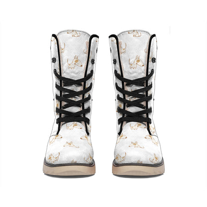 Cartoon Bull Terrier Pattern Print Winter Boots