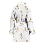 Cartoon Bull Terrier Pattern Print Women's Bathrobe