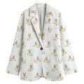 Cartoon Bull Terrier Pattern Print Women's Blazer