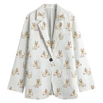 Cartoon Bull Terrier Pattern Print Women's Blazer