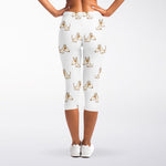 Cartoon Bull Terrier Pattern Print Women's Capri Leggings