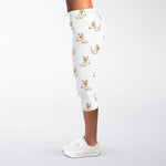Cartoon Bull Terrier Pattern Print Women's Capri Leggings