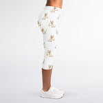 Cartoon Bull Terrier Pattern Print Women's Capri Leggings