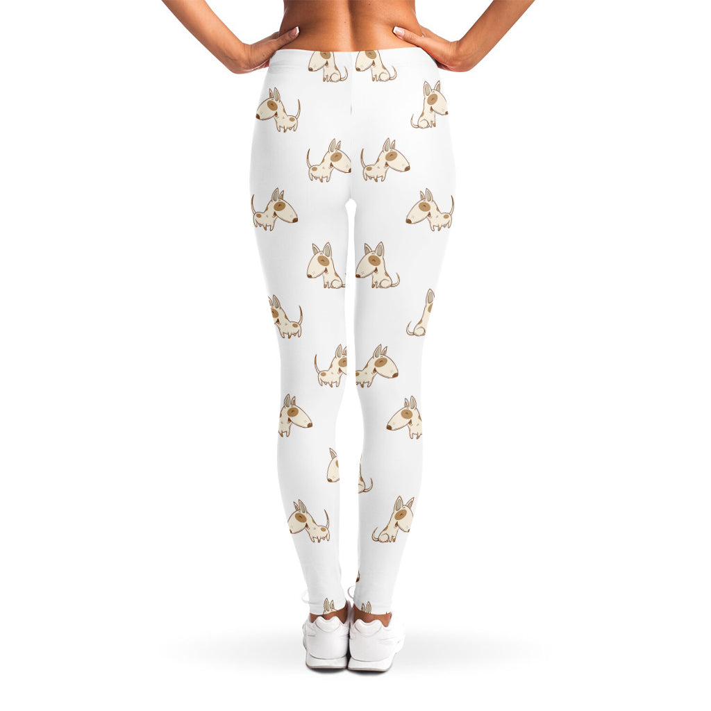Cartoon Bull Terrier Pattern Print Women's Leggings