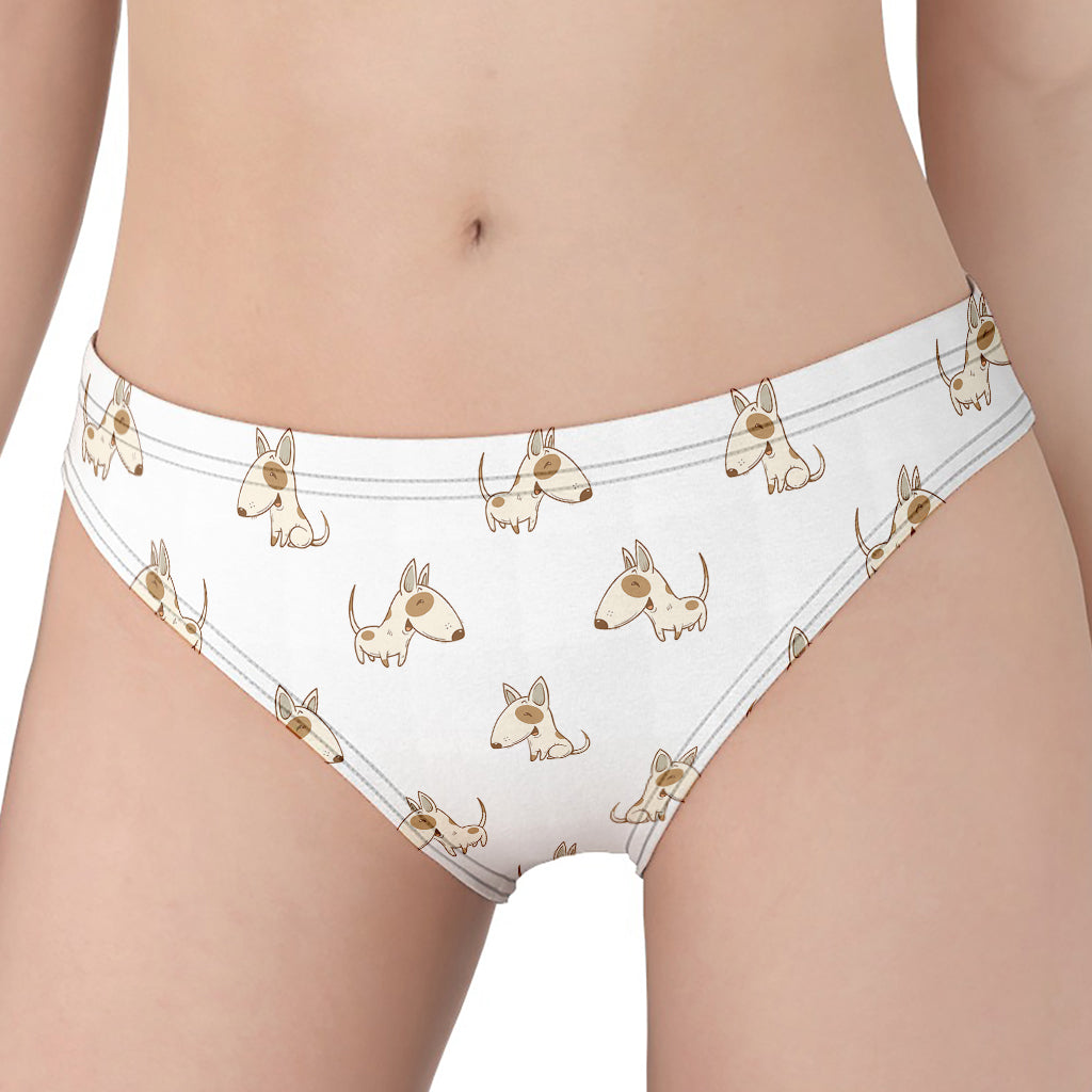 Cartoon Bull Terrier Pattern Print Women's Panties