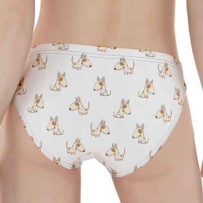 Cartoon Bull Terrier Pattern Print Women's Panties
