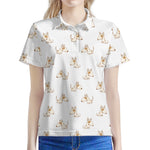 Cartoon Bull Terrier Pattern Print Women's Polo Shirt