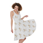 Cartoon Bull Terrier Pattern Print Women's Sleeveless Dress