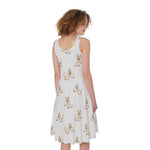 Cartoon Bull Terrier Pattern Print Women's Sleeveless Dress