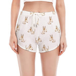 Cartoon Bull Terrier Pattern Print Women's Split Running Shorts