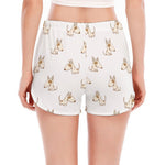 Cartoon Bull Terrier Pattern Print Women's Split Running Shorts