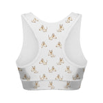 Cartoon Bull Terrier Pattern Print Women's Sports Bra