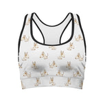 Cartoon Bull Terrier Pattern Print Women's Sports Bra