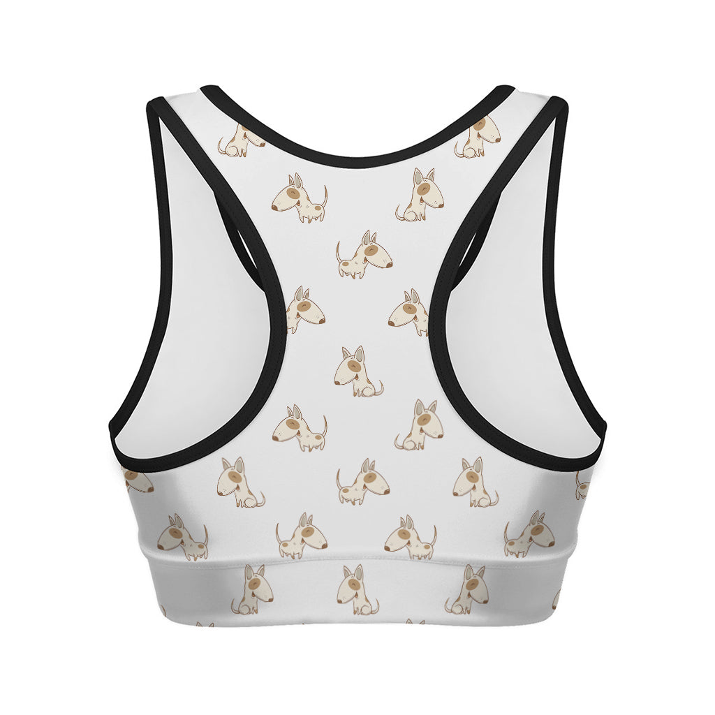 Cartoon Bull Terrier Pattern Print Women's Sports Bra