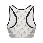 Cartoon Bull Terrier Pattern Print Women's Sports Bra