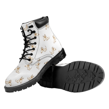 Cartoon Bull Terrier Pattern Print Work Boots