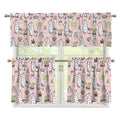 Cartoon Cactus And Llama Pattern Print 3 Piece Kitchen Curtains