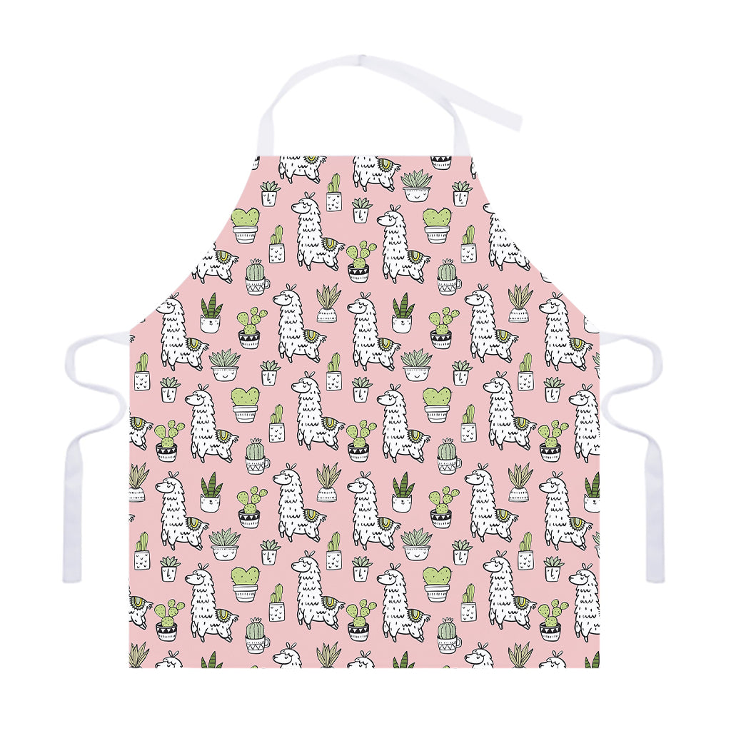 Cartoon Cactus And Llama Pattern Print Adjustable Apron