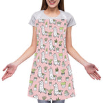 Cartoon Cactus And Llama Pattern Print Adjustable Apron