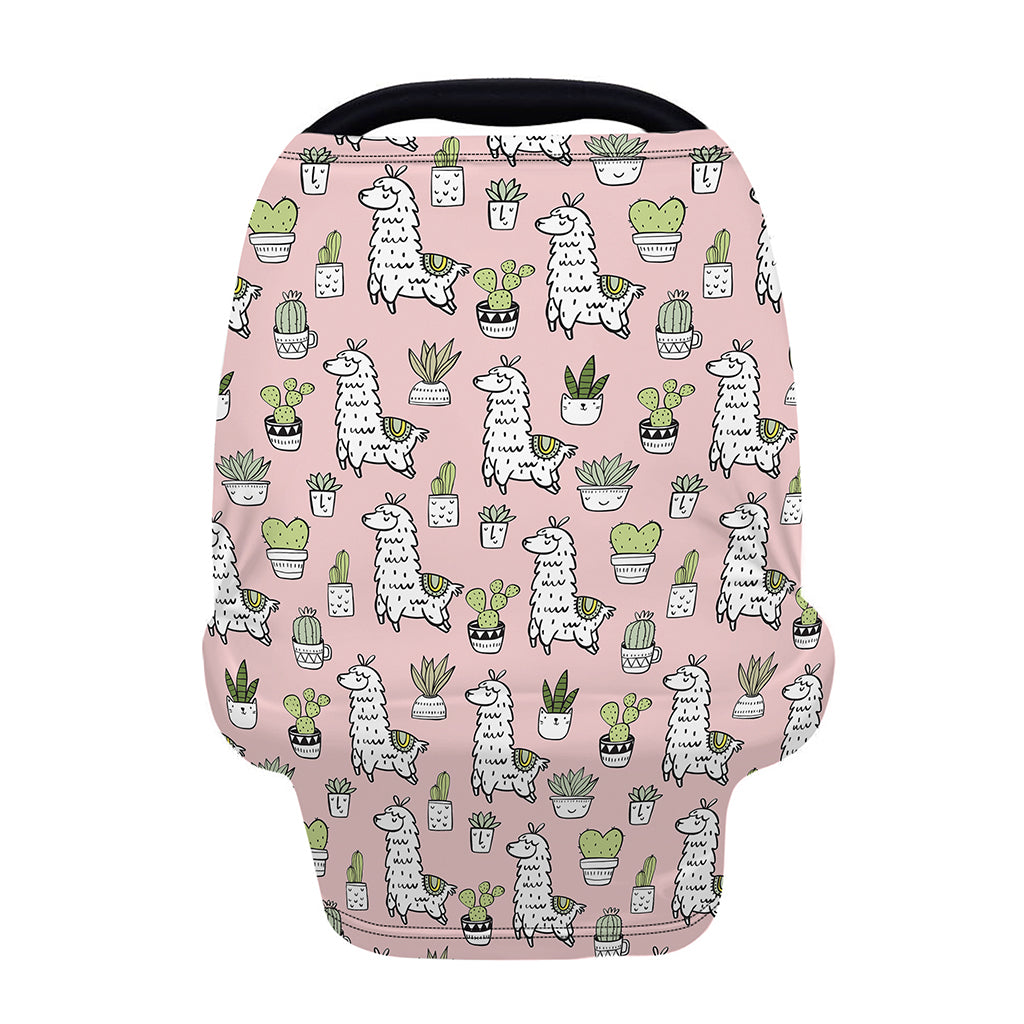 Cartoon Cactus And Llama Pattern Print Baby Seat Cover