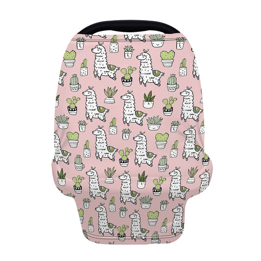Cartoon Cactus And Llama Pattern Print Baby Seat Cover