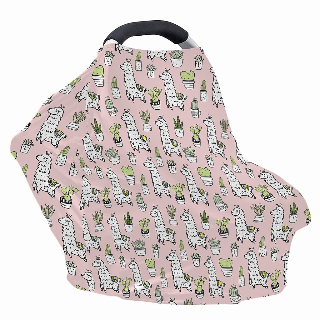 Cartoon Cactus And Llama Pattern Print Baby Seat Cover