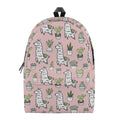 Cartoon Cactus And Llama Pattern Print School Backpack