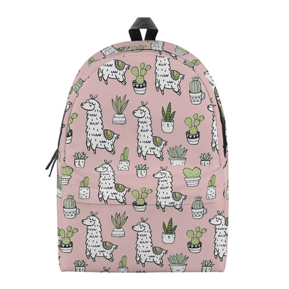 Cartoon Cactus And Llama Pattern Print Backpack