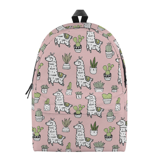 Cartoon Cactus And Llama Pattern Print Backpack