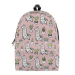 Cartoon Cactus And Llama Pattern Print Backpack