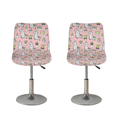 Cartoon Cactus And Llama Pattern Print Bar Stool Covers