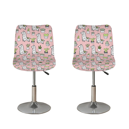 Cartoon Cactus And Llama Pattern Print Bar Stool Covers