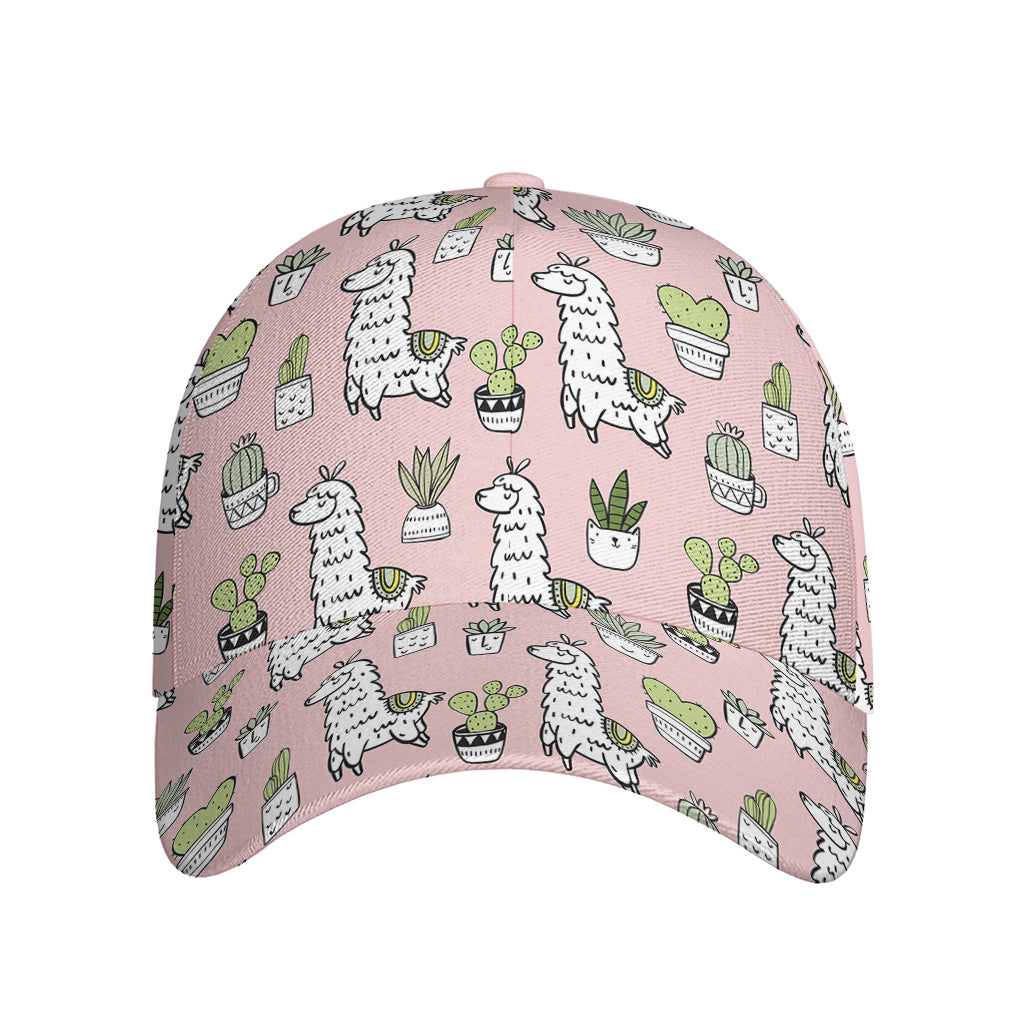 Cartoon Cactus And Llama Pattern Print Baseball Cap