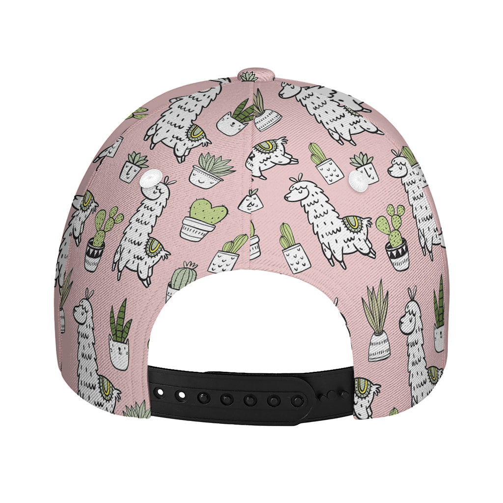 Cartoon Cactus And Llama Pattern Print Baseball Cap