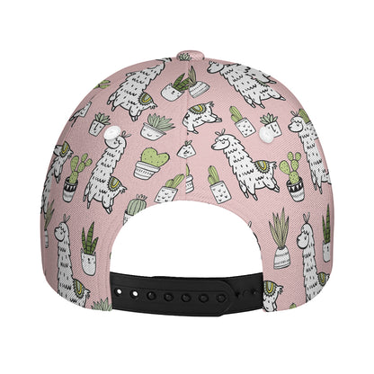 Cartoon Cactus And Llama Pattern Print Baseball Cap