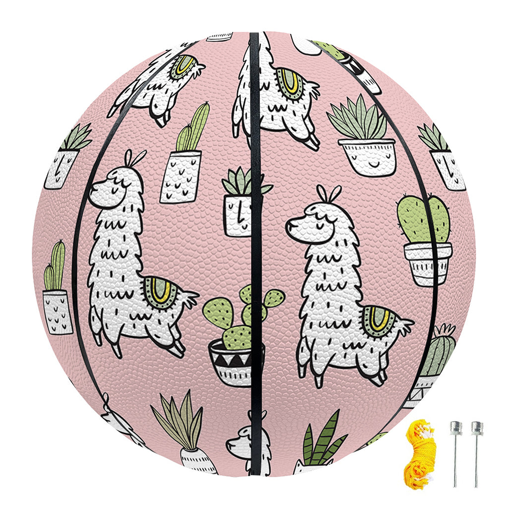 Cartoon Cactus And Llama Pattern Print Basketball