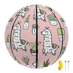 Cartoon Cactus And Llama Pattern Print Basketball
