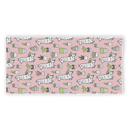 Cartoon Cactus And Llama Pattern Print Beach Towel