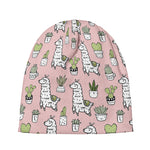 Cartoon Cactus And Llama Pattern Print Beanie