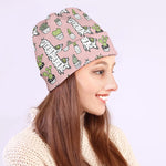 Cartoon Cactus And Llama Pattern Print Beanie